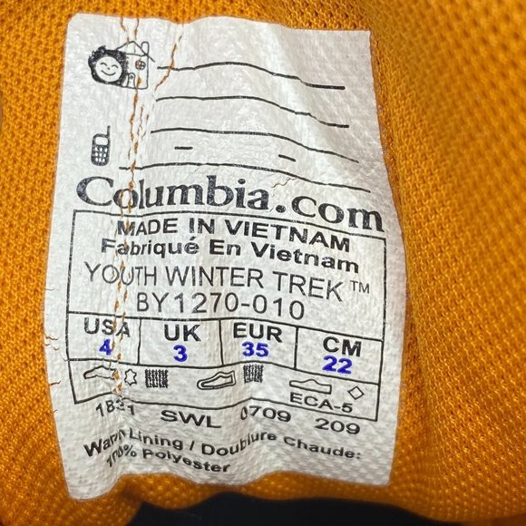 Columbia Youth Winter Trek Omni Grip size youth 4 in grey and orange winter boot - Picture 7 of 8